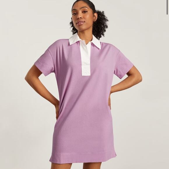 Everlane Organic Cotton Polo Dress Mauve Size Small - Picture 2 of 7